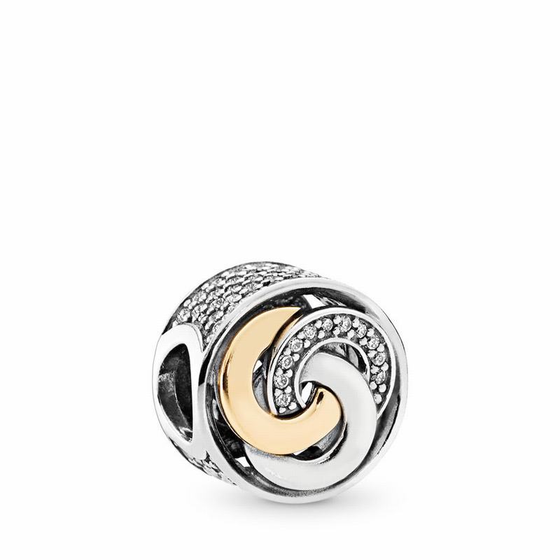 Pandora Interlinked Circles Charm Ireland - Two Tone/Cubic Zirconia - 945630DBA